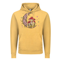 Vintage Mustard moon and mushrooms Vintage Hoodie - MaliasSmallBusiness