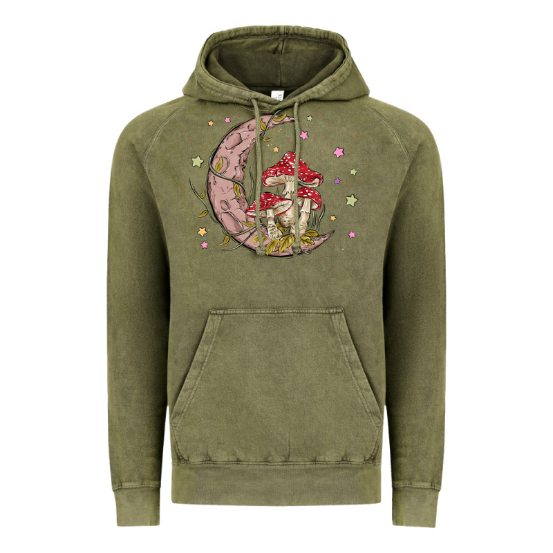 Moon And Mushrooms Vintage Hoodie by MaliasSmallBusiness | Teevron
