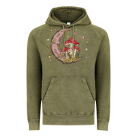 Vintage Olive moon and mushrooms Vintage Hoodie - MaliasSmallBusiness