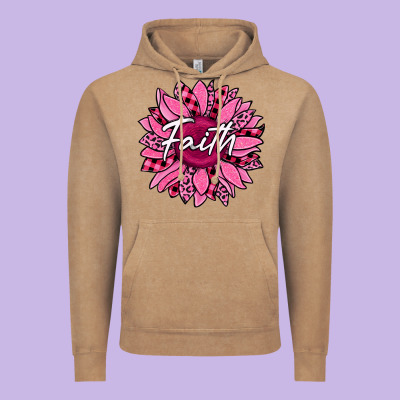 Faith Breast Cancer Awareness Sunflower Vintage Hoodie Designed By Jasminsmagicworld