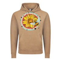 Vintage Coffee bee and sunflower Vintage Hoodie - MaliasSmallBusiness