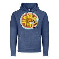 Vintage Denim bee and sunflower Vintage Hoodie - MaliasSmallBusiness