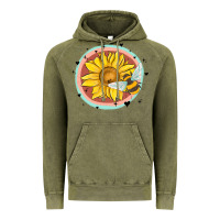Vintage Olive bee and sunflower Vintage Hoodie - MaliasSmallBusiness