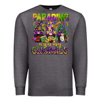 Charcoal Heather parading with my gnomies mardi gras Premium Sweatshirt - CowGirlArtShop