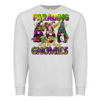 Dove Grey parading with my gnomies mardi gras Premium Sweatshirt - CowGirlArtShop