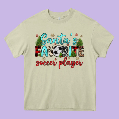 Santa S Favorite Soccer Player Heavy Core Tee Designed By Jahusdesignshop