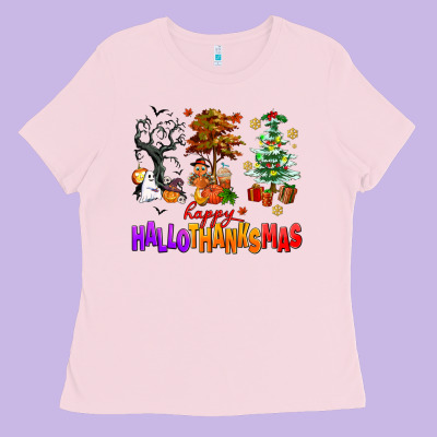 Happy Hallothanksmas Trees Ladies Tee Designed By Adodesignshop