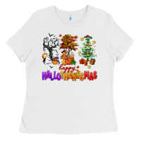 White happy hallothanksmas trees Ladies Tee - AdoDesignShop