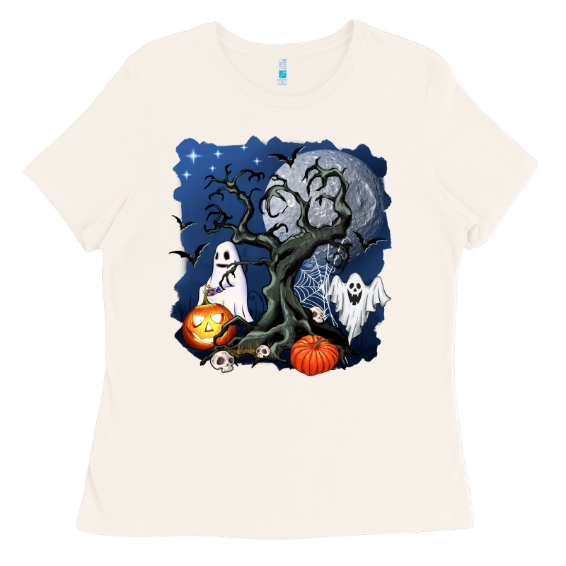 Halloween Tree And Ghosts Ladies Tee by AdoDesignShop | Teevron