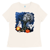 Bone halloween tree and ghosts Ladies Tee - AdoDesignShop