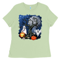 Matcha halloween tree and ghosts Ladies Tee - AdoDesignShop