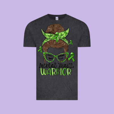 Messy Bun Mental Health Warrior Vintage Tee Designed By Maliassmallbusiness
