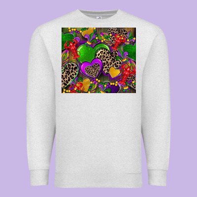 Mardi Gras Hearts Premium Sweatshirt Designed By Cowgirlartshop