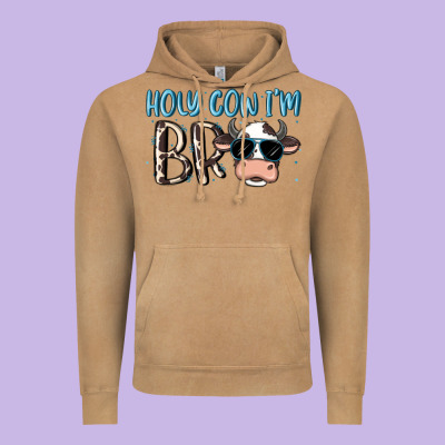 Holy Cow I'm Bro Vintage Hoodie Designed By Maliassmallbusiness