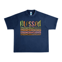 Navy retro blessed redeemed quotes Urban Heavy Tee - MaliasSmallBusiness