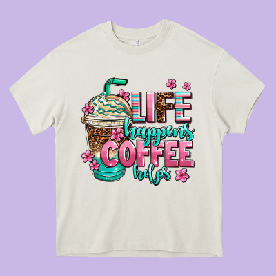 Life Happens Coffee  Helps Heavy Core Tee Designed By Adodesignshop
