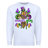 White mardi gras fleur de lis Premium Sweatshirt - CowGirlArtShop