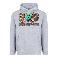 Heather Grey Peace love football Heavyweight Hoodie - HowdyJamesFarm