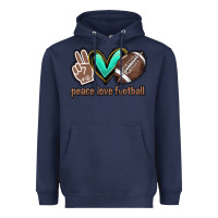 Navy Peace love football Heavyweight Hoodie - HowdyJamesFarm