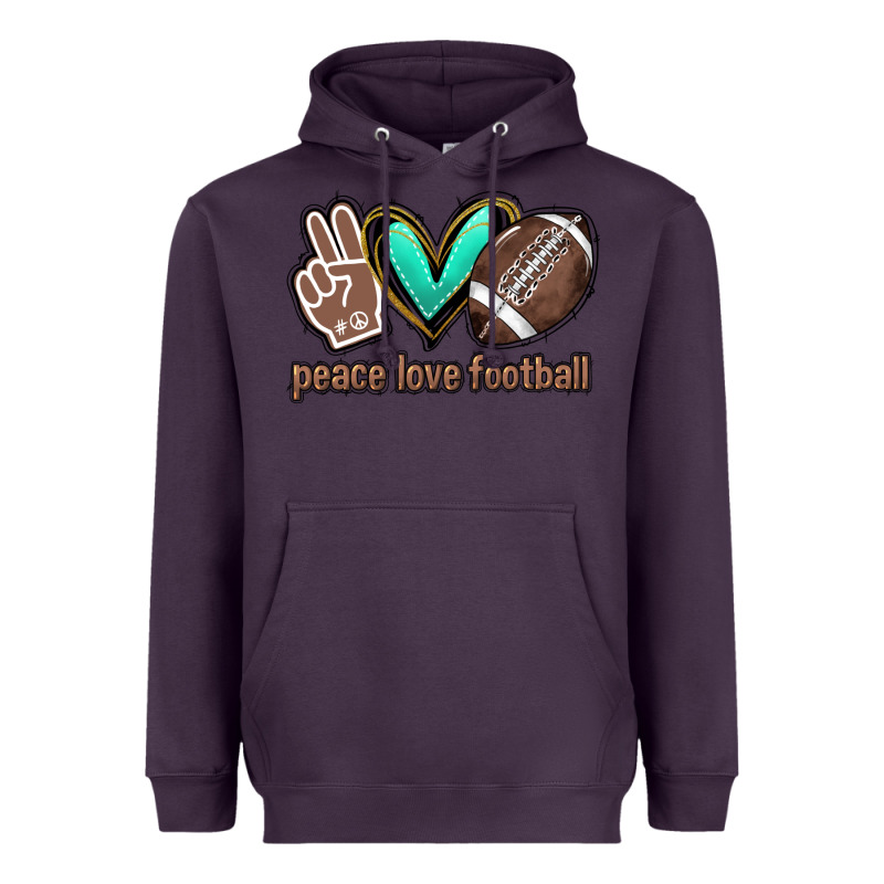 Peace Love Football Heavyweight Hoodie by HowdyJamesFarm | Teevron