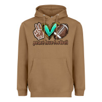 Toasted Coconut Peace love football Heavyweight Hoodie - HowdyJamesFarm
