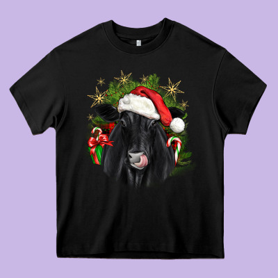 Christmas Black Angus Heavy Core Tee Designed By Jahusdesignshop