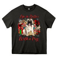Asphalt Christmas life is better with a pug Heavy Core Tee - JahusDesignShop
