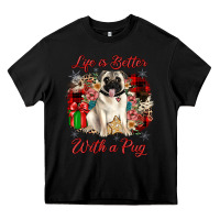 Black Christmas life is better with a pug Heavy Core Tee - JahusDesignShop