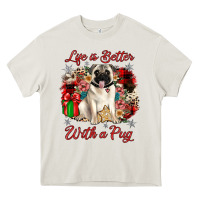 Cream Christmas life is better with a pug Heavy Core Tee - JahusDesignShop