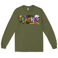 Army Green halloween teacher Long Sleeve Tee - NancyCooperArtShop