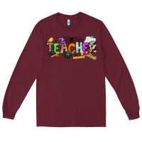 Burgundy halloween teacher Long Sleeve Tee - NancyCooperArtShop