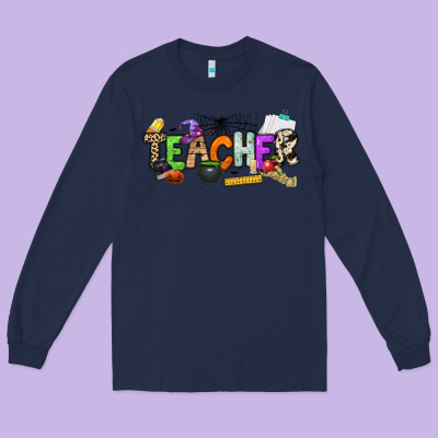 Halloween Teacher Long Sleeve Tee Designed By Nancycooperartshop