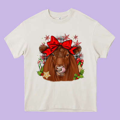 Christmas Red Angus Heavy Core Tee Designed By Jahusdesignshop