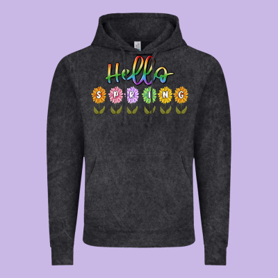 Hello Spring Vintage Hoodie Designed By Maliassmallbusiness