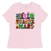Bubblegum Pink hallothanksmas Ladies Tee - AdoDesignShop