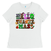 White hallothanksmas Ladies Tee - AdoDesignShop