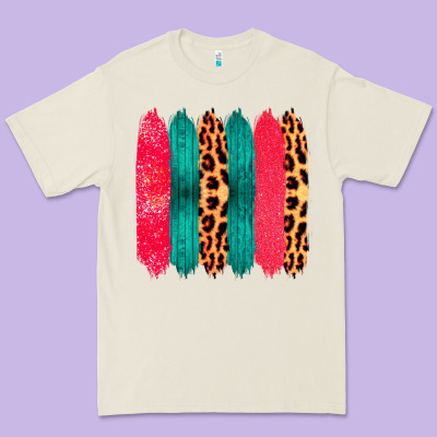 Colored Leopard And Wood Patterned Western Brush Strokes Premium Tee Designed By Bettercallsaul