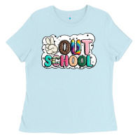 Baby Blue peace out school Ladies Tee - JahusDesignShop
