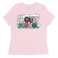 Bubblegum Pink peace out school Ladies Tee - JahusDesignShop