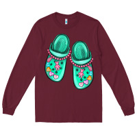 Burgundy nurse crocs Long Sleeve Tee - MaliasSmallBusiness