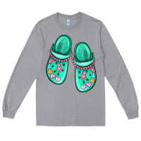 Heather Grey nurse crocs Long Sleeve Tee - MaliasSmallBusiness