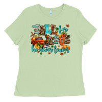Matcha fall for jesus he never leaves Ladies Tee - AdoDesignShop