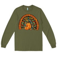 Army Green fall pumpkin rainbow Long Sleeve Tee - JahusDesignShop