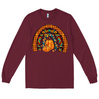 Burgundy fall pumpkin rainbow Long Sleeve Tee - JahusDesignShop