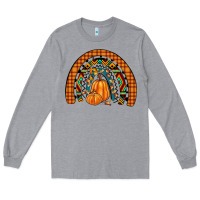 Heather Grey fall pumpkin rainbow Long Sleeve Tee - JahusDesignShop