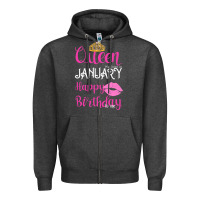 Queen Was Born İn January Happy Birthday Zipper Hoodie | Teevron