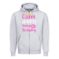 Heather Grey Queen Was Born İn January Happy Birthday Zipper Hoodie - Bettercallsaul