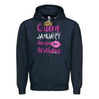 Navy Queen Was Born İn January Happy Birthday Zipper Hoodie - Bettercallsaul