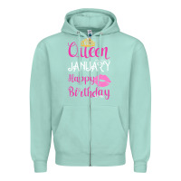 Seafoam Queen Was Born İn January Happy Birthday Zipper Hoodie - Bettercallsaul