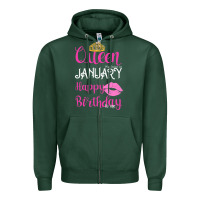 Sports Green Queen Was Born İn January Happy Birthday Zipper Hoodie - Bettercallsaul